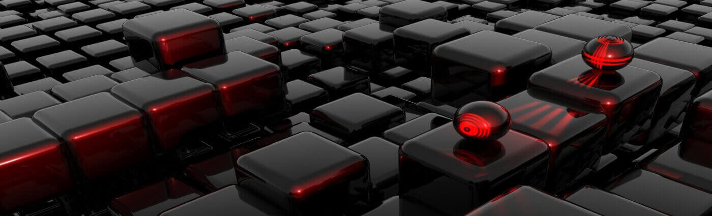 Dark mosaic with red accents